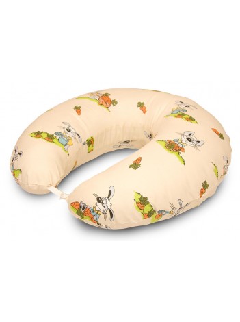 Подушка для кормления основного размера «Зайки и морковки Беж»